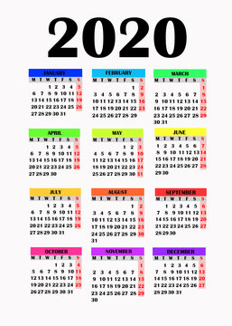 Simple design for calendar 2020.