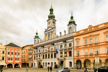Fototapeta na wymiar Square of Premysl Otakar II a Ceske Budejovice, Czech Republic, Europe