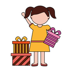 little girl holding birthday gift