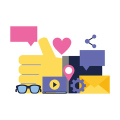 hand like email video sharing content social media