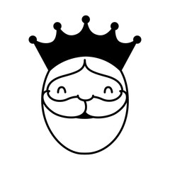 cute wise king face character