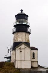 The historic lighthouse at Cape Disappointment State Park, Washington, USA