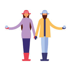 couple holding hands with winter clothes