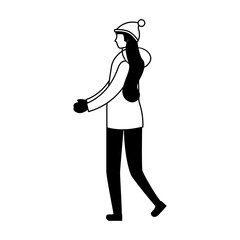 woman standing with winter clothes