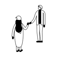 couple holding hands with winter clothes