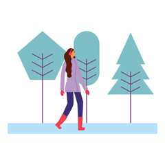 woman with winter clothes in the park
