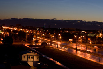 Fototapeta na wymiar Suburbs of St Petersburg at night