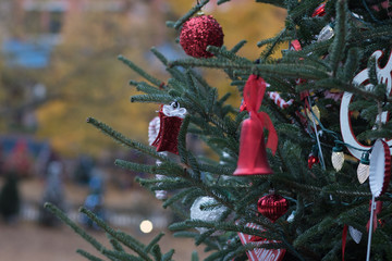 Outdoor Christmas decorations in the park