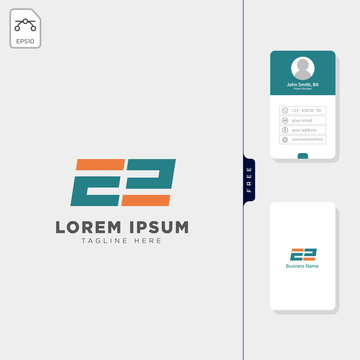 initial e2 tech logo template vector illustration and get free business card design
