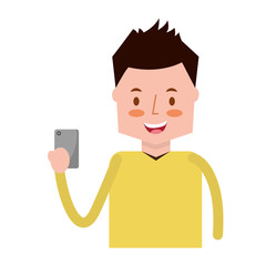 man using smartphone social media