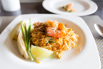 Pad thai with river prawns