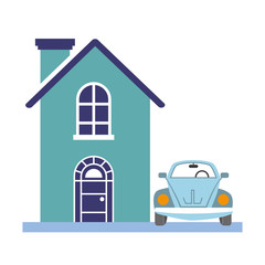 house and car on white background