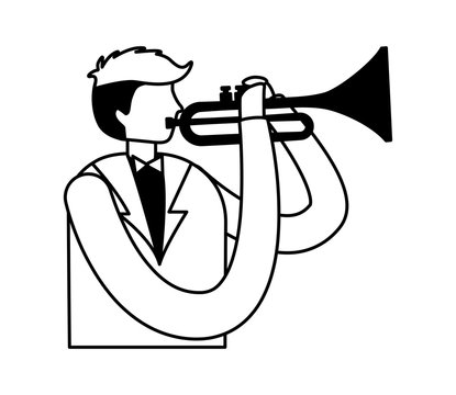 recommend clip art: man playing trumpet instrument