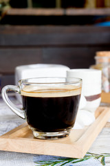 black coffee on glass