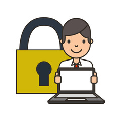 businessman cartoon with laptop