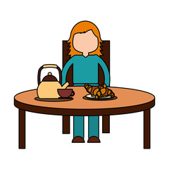 girl eating breakfast in the table