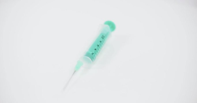 Plastic medical syringe horisontal isolated