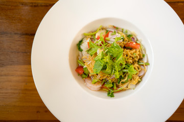 Thai style food Spicy seafood noodle