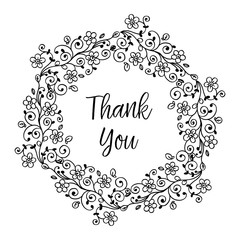 Flower composition with the text thank you vector art