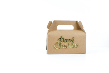 Kraft Paper portable box over white background