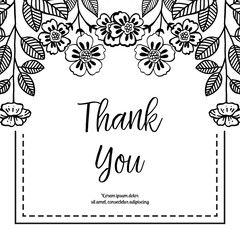 vector flower thank you text greeting card