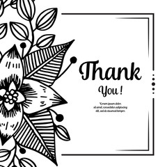 Thank you card on cute flowers background