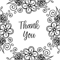 Thank you card on cute flowers background