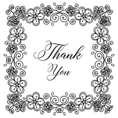 Thank you card on cute flowers background