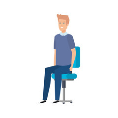 young and casual man sitting in chair