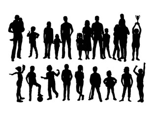 Happy Family, children and Kid Silhouettes, art vector design
