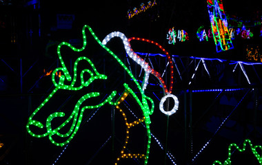 Christmas decorations, a dinosaur with a santa hat