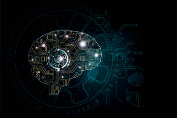 abstract science Big data visualization. Futuristic Artificial intelligence . Cyber mind aesthetic design concept.and empty box for copy space.