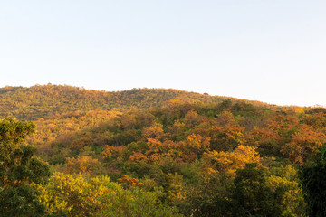 Viewpoint of khao-wong phrachan Mountain In the sunset.Huay Pong and Khok Samrong District lopburi Province. Thailand