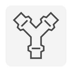 Pipe vector icon. Connection by flange fitting. Part for pipeline construction to transportation water, oil and gas. Also for water supply infrastructure, wastewater treatment, plumbing and irrigation