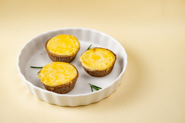 Baked Portuguese egg custard tarts.