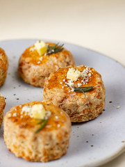 Homemade Cheese Scones with butter.