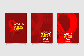 World AIDS Day with hand drawn red ribbon design flyer vector illustration. Aids Awareness icon design for ads, poster, banner, or t-shirt - obrazy, fototapety, plakaty