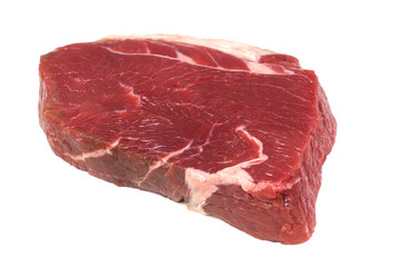 Fresh beef isolated on white background. Sirloin steak.