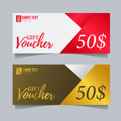 special gift voucher template with gold and red background for label or coupon. vector illustration. sale promotion template.