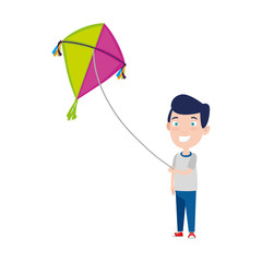 little boy flying kite