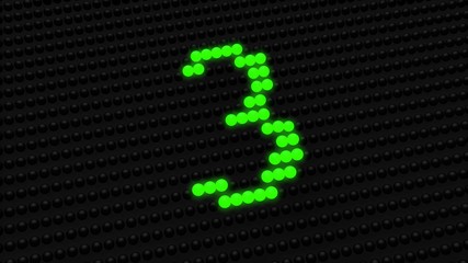 Green 3 on black LED background