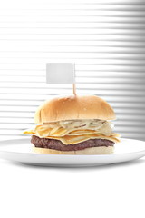 kid's beef burger with curd cheese