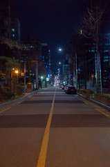 Down hill at Gangnam Seoul, at night