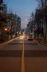 Down hill at Gangnam Seoul, at night