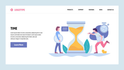 pVector web site gradient design template. Business Project deadline and time management. Landing page concepts for website and mobile development. Modern flat illustration.
