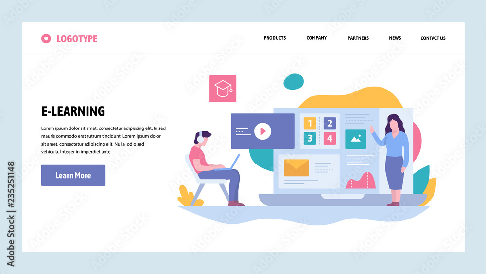 Wall mural vector web site gradient design template. online education and courses. landing page concepts for we