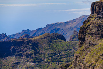 Stunning view of the gorge and the village of Masca.Tenerife. Canary Islands..Spain