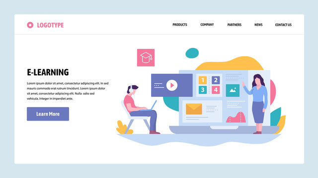 Vector web site gradient design template. Online education and courses. Landing page concepts for website and mobile development. Modern flat illustration.