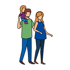 parents couple with daughter characters