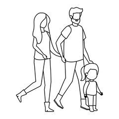 parents couple with daughter characters